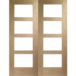 Shaker Internal Oak French Doors with Clear Glass